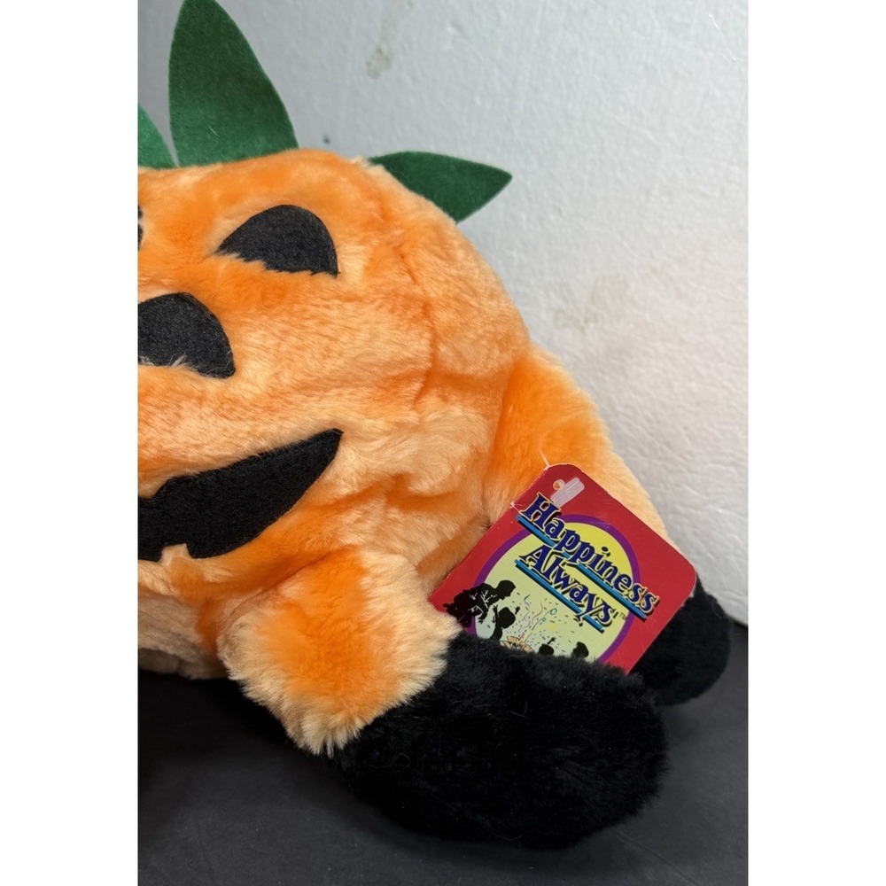 Vintage 1995 Plush Pumpkin Jack-o-Lantern Halloween New NWT Toy Happiness Always - Picture 2 of 6